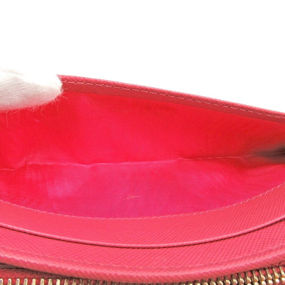 Authentic PRADA purse zippered purse ladies ribbon motif pink leather sale - Picture 5 of 9